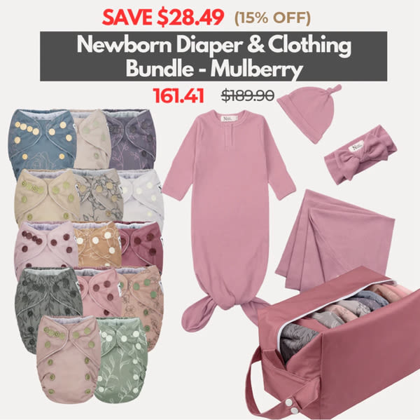 Newborn Diaper & Clothing Bundle Mulberry