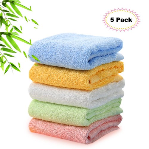 Kyapoo Bamboo Baby Washcloths Natural Towels Ultra Soft Hypoallergenic Perfect for Sensitive Skin Reusable Wipes 5 Pack