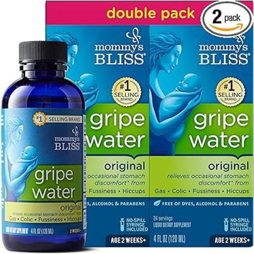 Mommy's Bliss Original Gripe Water, Infant Gas and Colic Relief, Gentle & Safe, 2 Weeks+, 4 Fl Oz (Pack of 2) - Gripe Water Original
