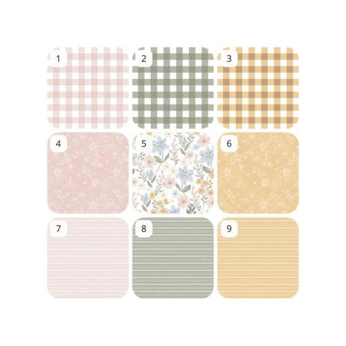 Blossom Fields in Petunia - Baby Bedding - Moments of Rest - Crib Sheet, Changing Pad, Play Yard, or Mini Crib Sheet - Floral - Gingham