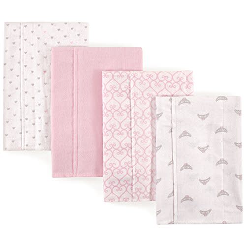 Luvable Friends Unisex Baby Cotton Flannel Burp Cloths, Tiara, One Size