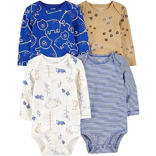 Carter's Baby Boys 4-Pack Long-Sleeve Original Bodysuits Solids