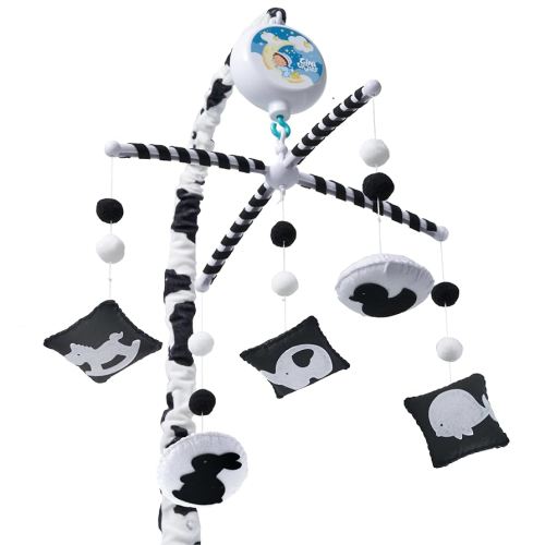 Montessori Mobile Baby for Crib (TINITIGIES) - Digital Music Box with 12 lullabies & 3 Modes (Rotating only, Music only, or Both) - Black and White Baby Mobile for Boys & Girls