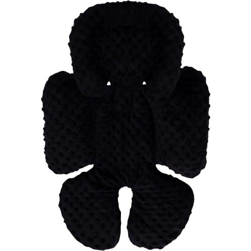 KAKIBLIN Infant Car Seat Insert, Baby Carseat Head & Body Support for Newborn, 2-in-1 Reversible Baby Car Seat Cushion, Soft Stroller Cushion Insert for Car Seats, Bouncer, Strollers, Swing (Black)
