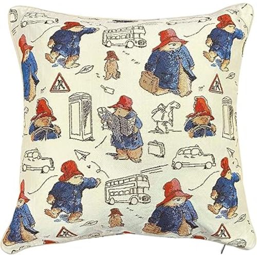 Signare Tapestry Paddington Bear Pillowcase Double Sided Square Cushion Cover (CCOV-PADD)