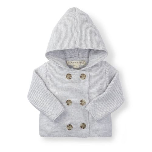Hope & Henry Baby Hooded Sweater (soft White, 3-6 Months)