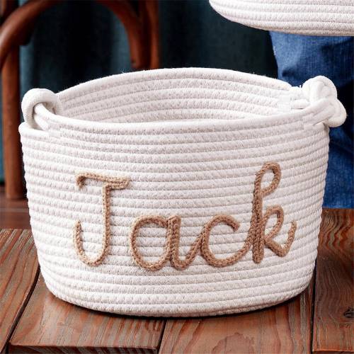 Baby Shower Gift Basket, Custom Baby Shower Basket with Personalized Name, Baby Toys Basket, Cotton Rope Basket, Newborn Baby Nursery Gift