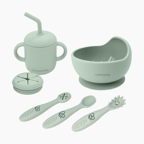 Dreambaby Mess-Free Toddler Silicone Meal Set: Suction Bowl, Cutlery + Snack/Drink Cup, 6 Piece Set