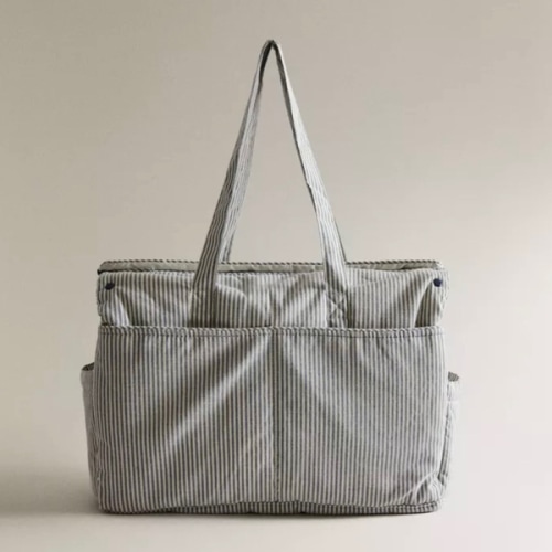 STRIPED COTTON DIAPER BAG