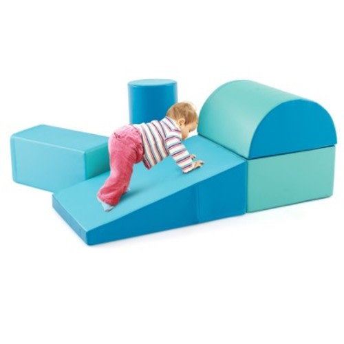 Costway 5 PCS Kids Climb & Crawl Activity Playset Soft Foam Block Toddler Play Structure Navy