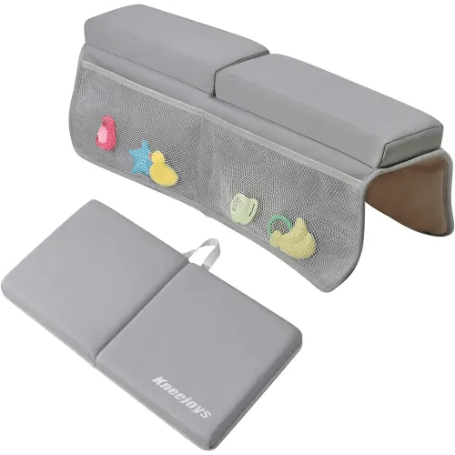 Bath Kneeler and Elbow Rest Pad Bath Kneeler Baby Bath Mat Kneeling Pad Bath Toy Organizer for Tub Kneeling Pad for Bathing Baby Memory Foam