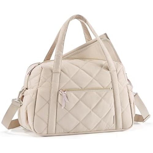 mommore Diaper Bag Tote Large Expandable Baby Travel Tote for 2 Kids Twins, Quilted Hospital Bag for Mom, Weekender