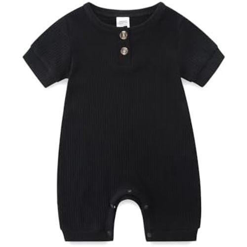 Unisex Newborn Baby Romper Ribbed Onesie Infant Long/Short Sleeve Jumpsuit