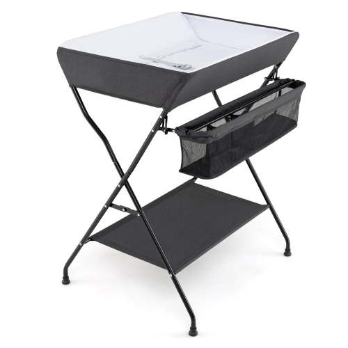 Costway Portable Foldable Toddler's Baby Changing Table with Storage, Diaper Station Nursery, Black