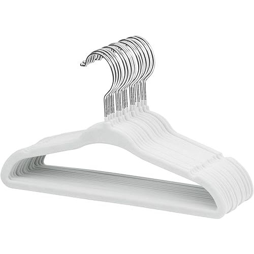 ManGotree Baby Velvet Clothes Hangers, 10.95'' Non-Slip Kids Hangers, Space Saving Hangers for Infant Toddler Children, 15 Pack (White)