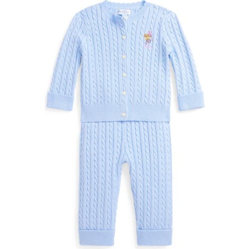 Cable Cotton Cardigan & Pants Set, 12M