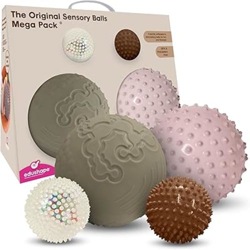 Edushape The Original Sensory Balls for Baby, Boho Chic Mega Pack - Assorted Baby Balls That Help Enhance Gross Motor Skills for Kids Aged 6 Months & Up - Set of 4 Vibrant Unique Toddler Ball for Baby