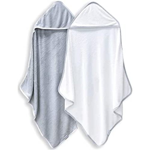 BAMBOO QUEEN 2 Pack Baby Bath Towel - Rayon made from bamboo, Ultra Soft Hooded Towels for Babies,Toddler,Infant - Newborn Essential -Perfect Baby Registry Gifts for Boy Girl