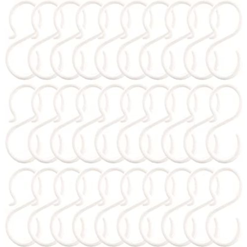POVETIRE 30 Pack 2.5 Inch Rubber White S Hook for Hanging Baby Headband Hair Accessories Baby Bib NecklaceJewelry Hat Holder