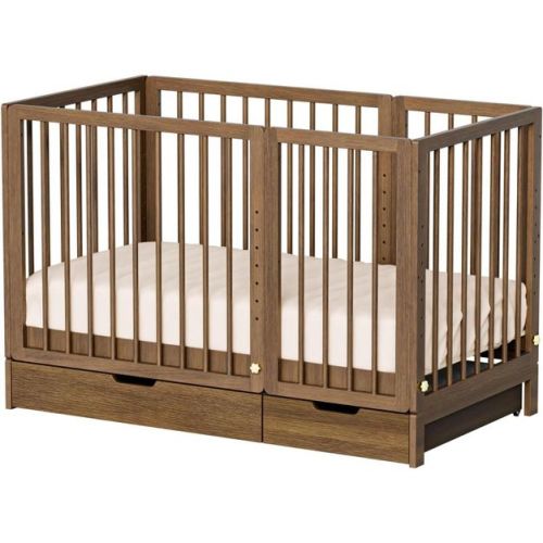 JOYMOR 8 in 1 Convertible Crib with Drawer, Include 2” Mattress, Converts to Bassinet, Mid Crib, Full Size Crib, Daybed,Toddler Bed and Playard