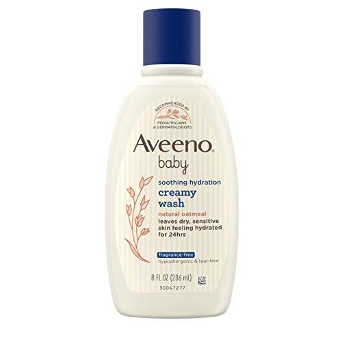 Aveeno Baby Soothing Hydration Creamy Body Wash with Natural Oatmeal, Baby Bath Wash for Dry & Sensitive Skin, Hypoallergenic, Fragrance-, Paraben- & Tear-Free Formula, 8 fl. oz