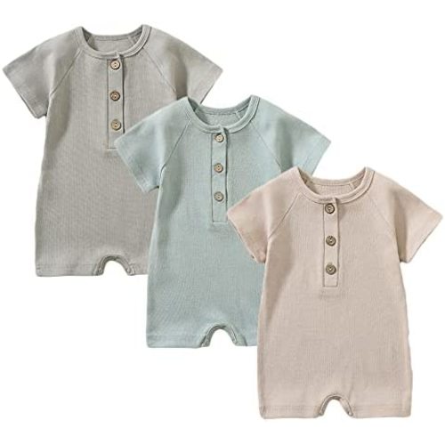 Baby Boys Girls 2 Pack Romper Jumpsuits Short Sleeve One Piece Clothes Sets