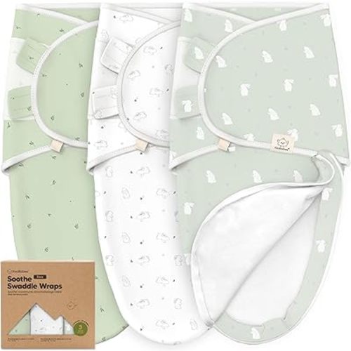 Baby Swaddle Sleep Sacks with Zipper - 3-Pack Newborn Swaddle Sack, Baby Swaddles Sleep Sack 0-3 Months, Wearable Blanket Baby, Baby Swaddle Blanket Wrap, Swaddle Sack, Easy Change Swaddle (Bunnies)