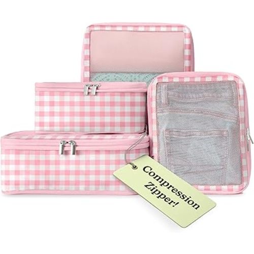 VANDEL Space-Saving Compression Packing Cubes for Kids + Women, Compressible Carry On Suit Case Organizer Luggage Kids Packing Cubes for Baby Bag Organizer Pouches for Luggage, Treavel Suitcase Cube