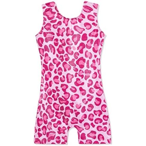 Domusgo Gymnastics Leotards for Girls Sparkly One-Piece Pro Kids Unitard Biketards with Shorts