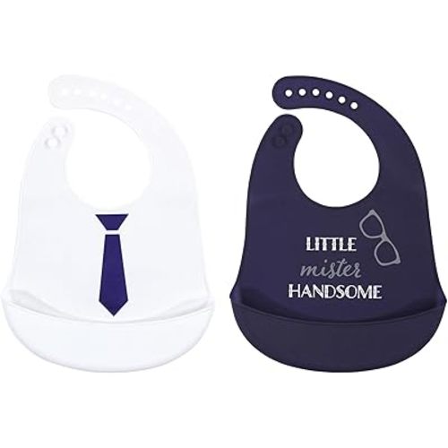 Hudson Baby Unisex Baby Silicone Bibs, Little Mister Handsome, One Size