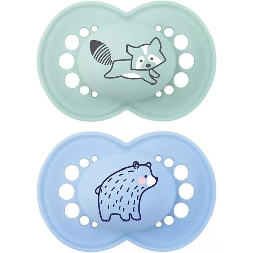 MAM Original Matte Baby Pacifier, Nipple Shape Helps Promote Healthy Oral Development, 2 Pack, Boys, 6+ Months