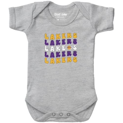 Los Angeles Lakers Chad & Jake Newborn & Infant Groovy Bodysuit - Heather Gray