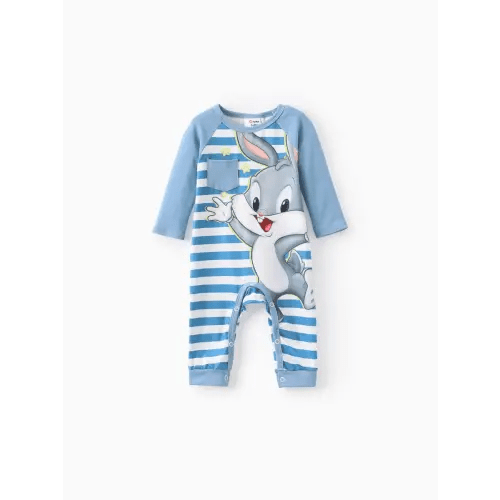 Looney Tunes Baby Girl/Boy 1pc Long-sleeve Striped Jumpsuit