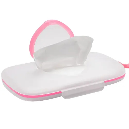 Baby Wipes Dispenser: On- The- Go Wipes Dispenser Travel Wipes Case Baby Wipe Holder Outdoor Stroller Wet Wipes Box Portable Refillable Wipes Container Pink