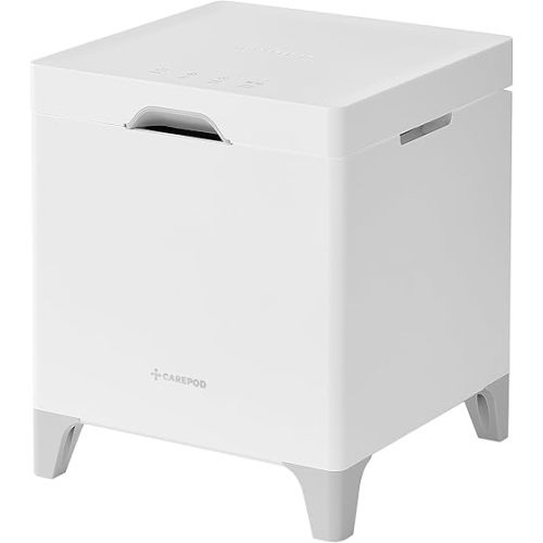 Carepod Cube Plus X50V Stainless Steel Built-in Sanitizing Hybrid Cold/Warm Mist Humidifier, Easy Clean for Larger Room 4.2 liters, Only 3 Washable Parts, Dishwasher-safe, Auto Shut-off