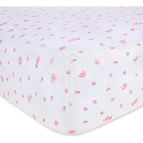 Burts Bees Baby Print Fitted Crib Sheet Organic Cotton BEESNUG - Pink Butterfly Garden Prints, Fits Unisex Standard Bed and Toddler Mattress, Infant Essentials, 52 x 28 Inch 1-Pack