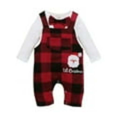 Izhansean My 1st Christmas Newborn Baby Boy Outfits Long Sleeve Romper+Santa Claus Bib Pants Clothes White 3-6 Months