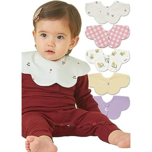 Konny Baby Bibs 5-Pack, 360 ° Rotate, Soft and Absorbent Bandana Drooling for Boys Girls baby Essentials