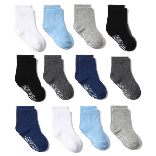 Fraobbg 12 Pack Baby Non Slip Crew Socks Toddlers Cotton Grips Socks Boys Girls