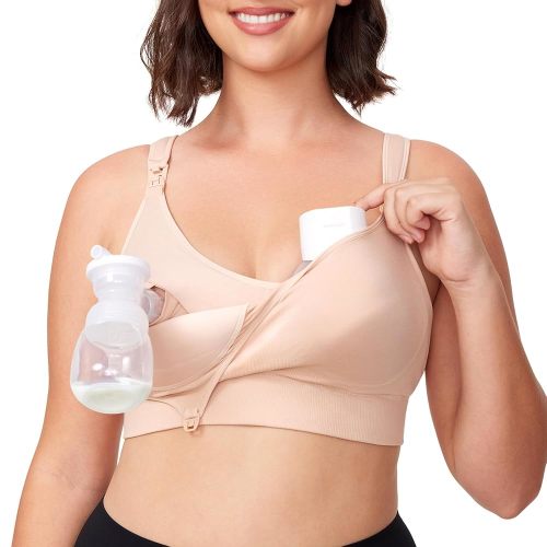 Momcozy Pumping Bra Hands Free, All-in-One Nursing Bras for Breastfeeding & Pumping, Fixed Padding for Enhanced Shape