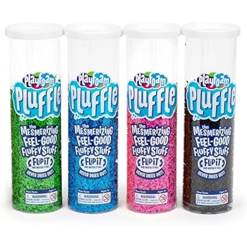 Educational Insights Playfoam Pluffle for Sensory Bins 4-Pack, Green, Blue, Pink & Black