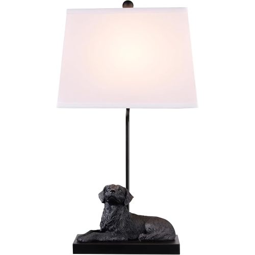 YANIC Desk Lamp with Black Dog Statue, Resin Lamp for Bedroom, 3 Way Dimmable Rotary Switch, Home Décor Accents for Living Room, Office, Dormitory, Reading Room (24061)