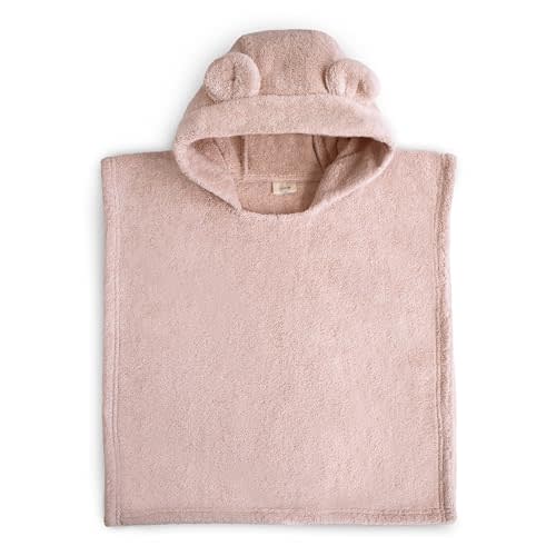 mushie Poncho Towel for Toddlers and Kids (Blush) | Organic Terry Cotton | Ages 1-3 Years