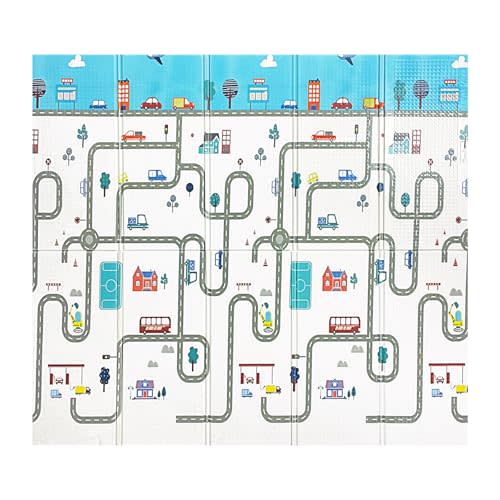 Baby Play Mat 79" x 71" x 0.4" Extra Large – XPE Non-Toxic Foldable Crawling Mat for Infants & Toddlers, Waterproof Anti-Slip Soft Foam Floor Playmat for Tummy Time with Carry Bag