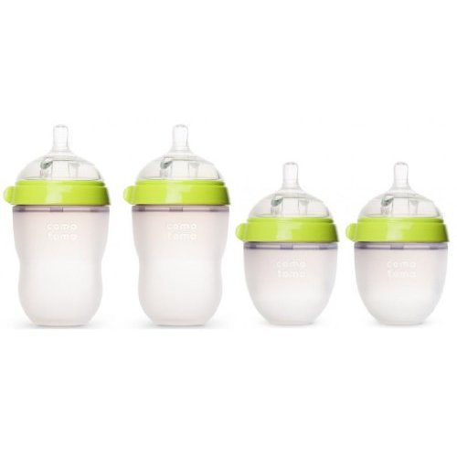 Comotomo - Baby Bottles - Baby Feeding - Green - 4 Pack - Two 5 Ounce Bottles and Two 8 Ounce Bottles