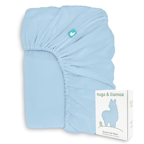 Hugs & Llamas | 100% Organic Cotton Muslin Fitted Crib Sheet | Premium Baby Bedding for Boys & Girls | Neutral Design | Fits Standard Mattress