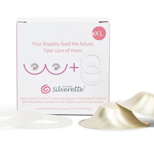 SILVERETTE The Original Silver Nursing Cups - Soothe and protect your  nursing nipples -Made in Italy (XL) : : Baby