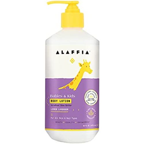 Alaffia - Everyday Shea Body Lotion, Gentle for Babies and Up, Gently Helps Clean Skin and Calm Children with Shea Butter, Lemon Balm, and Lavender Oil, Fair Trade, Lemon Lavender, 16 Ounces