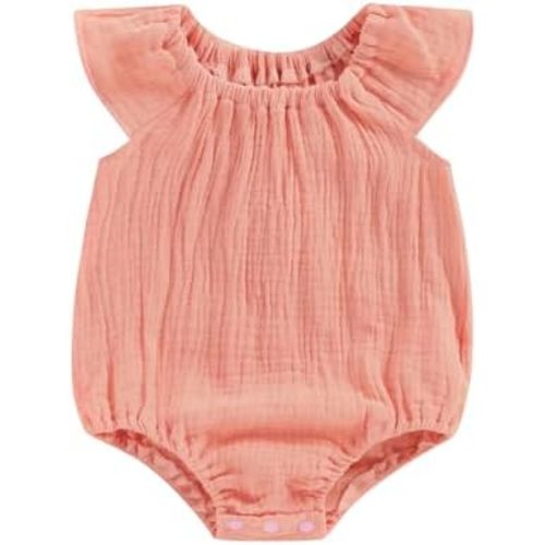 Newborn Baby Girl Clothes Ruffle Sleeve Solid Smocked Bubble Romper Jumpsuit Bow Headband Cute Summer Clothes