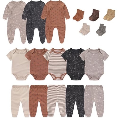falianni Baby Boy Girl 18 Pack Layette Set Cotton Infant Unisex Clothes and Accessories New born Essentials Clothing Sets